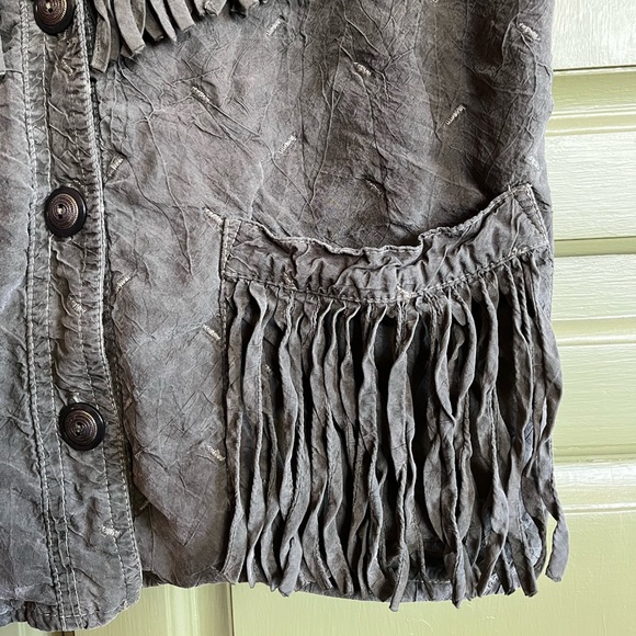Vintage Grey Fringe Western Vest - Picture 4 of 7